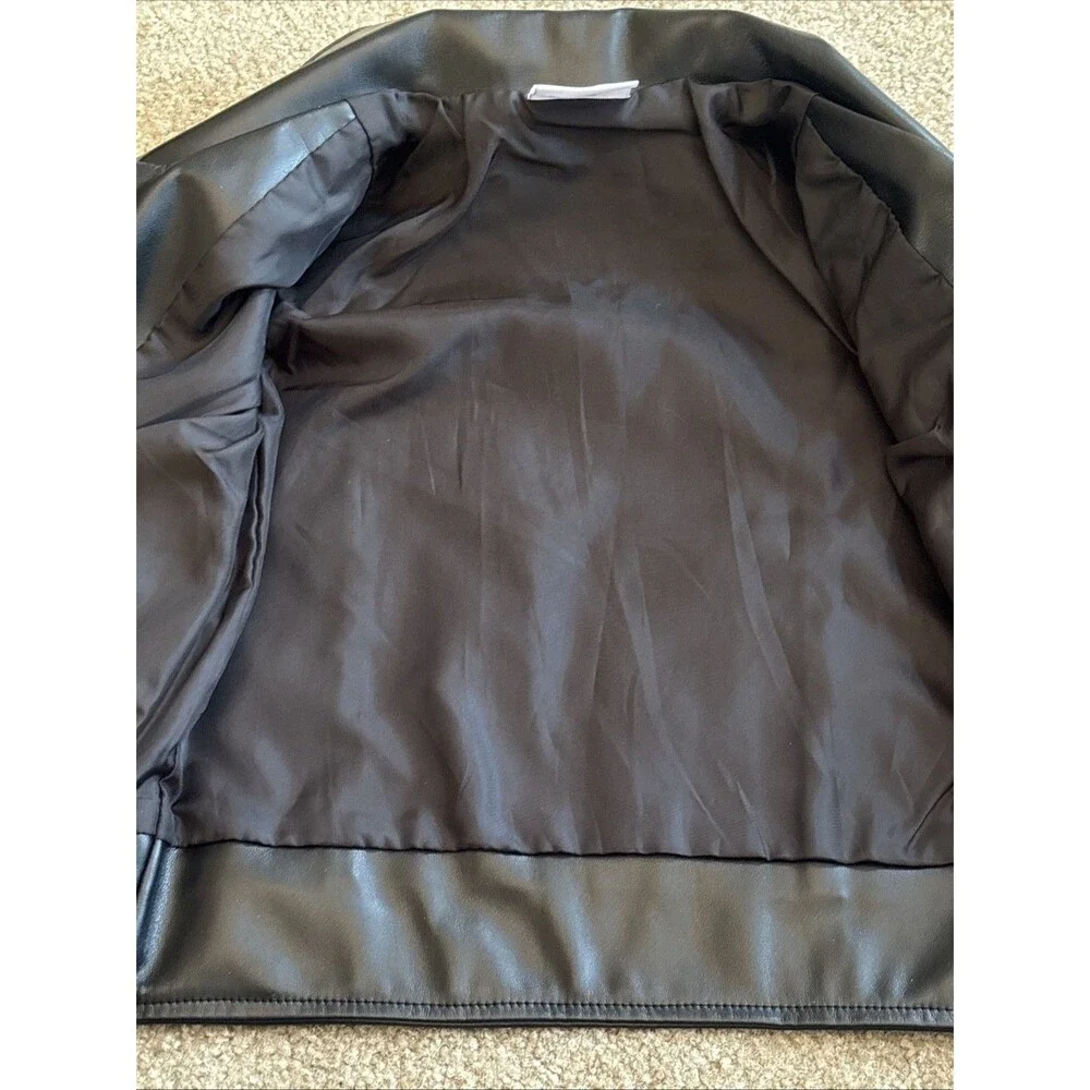 Ok!e Dokie Black Faux Leather Moto Biker Jacket Zip Up Girls Size 2T NWT Toddler